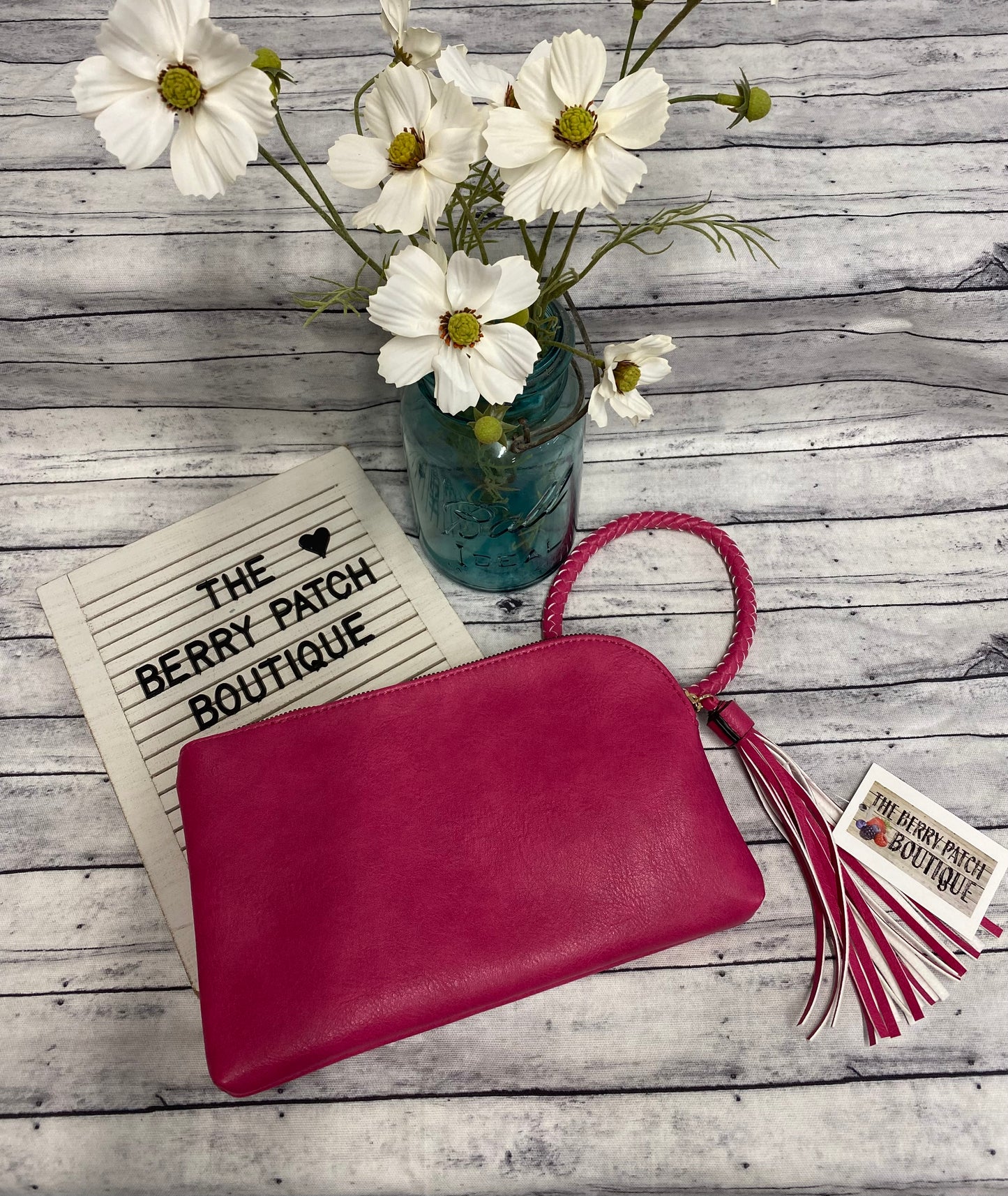 Pink Leather Clutch