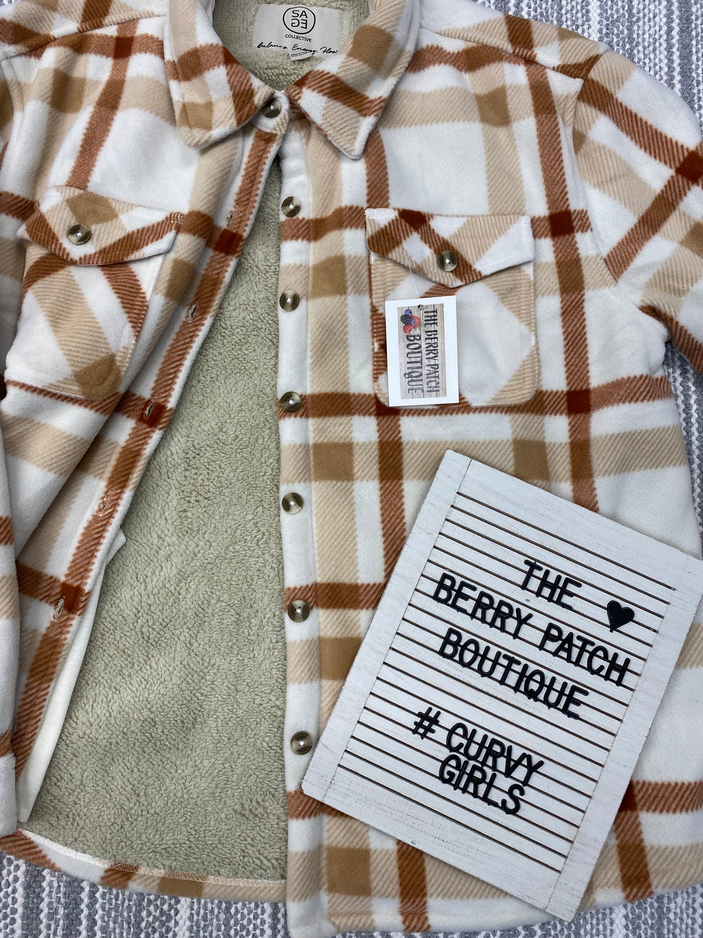 Cream & Rust Fleece Shacket