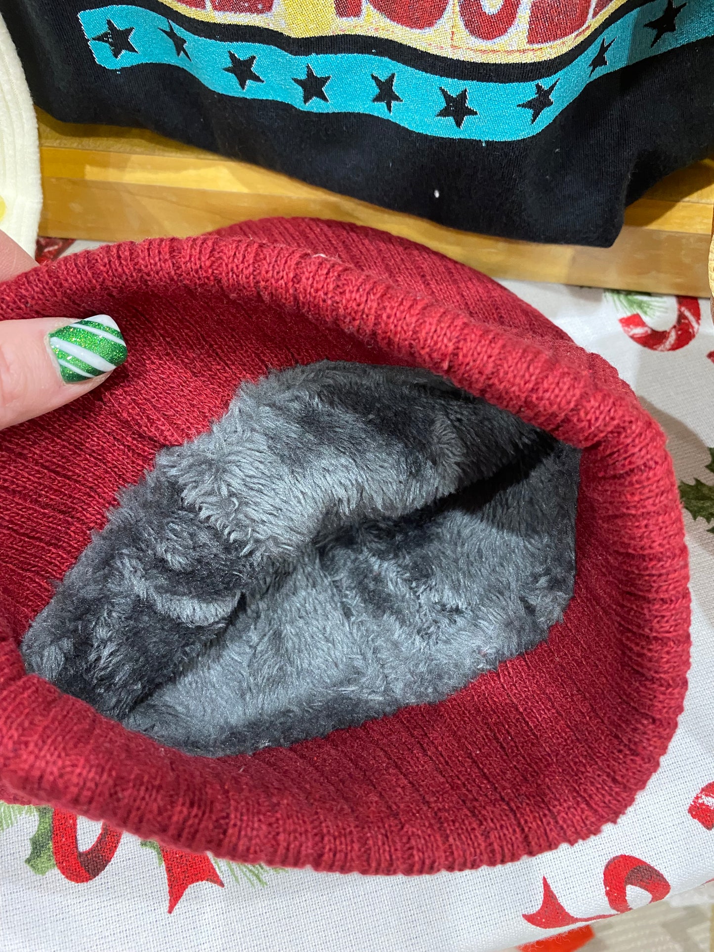 Wine Red, Fur Lined Beanie