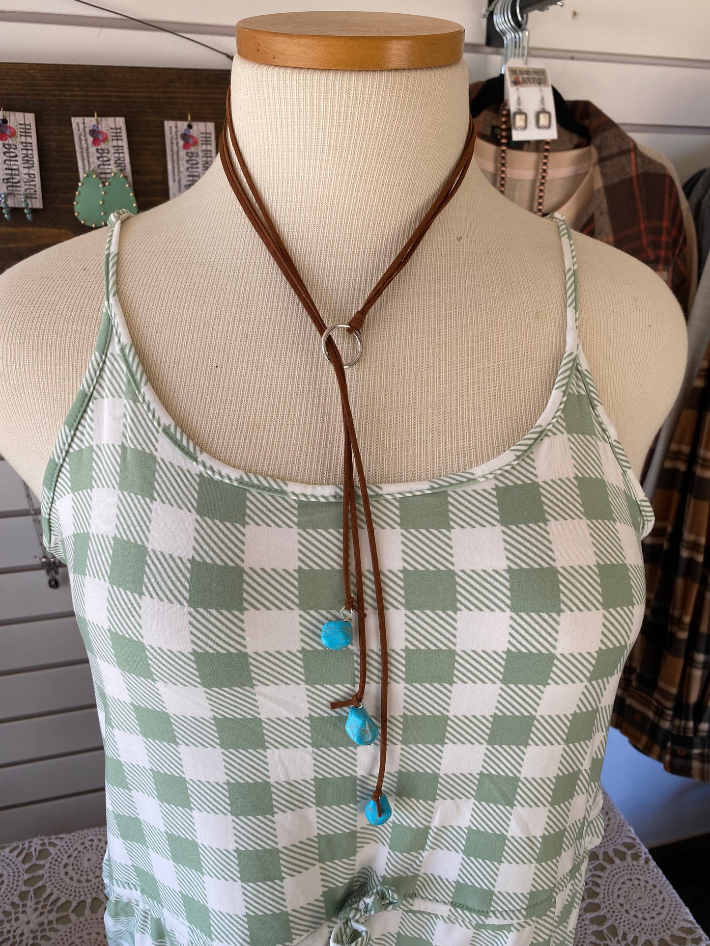 Turquoise Rock/Leather Choker Set