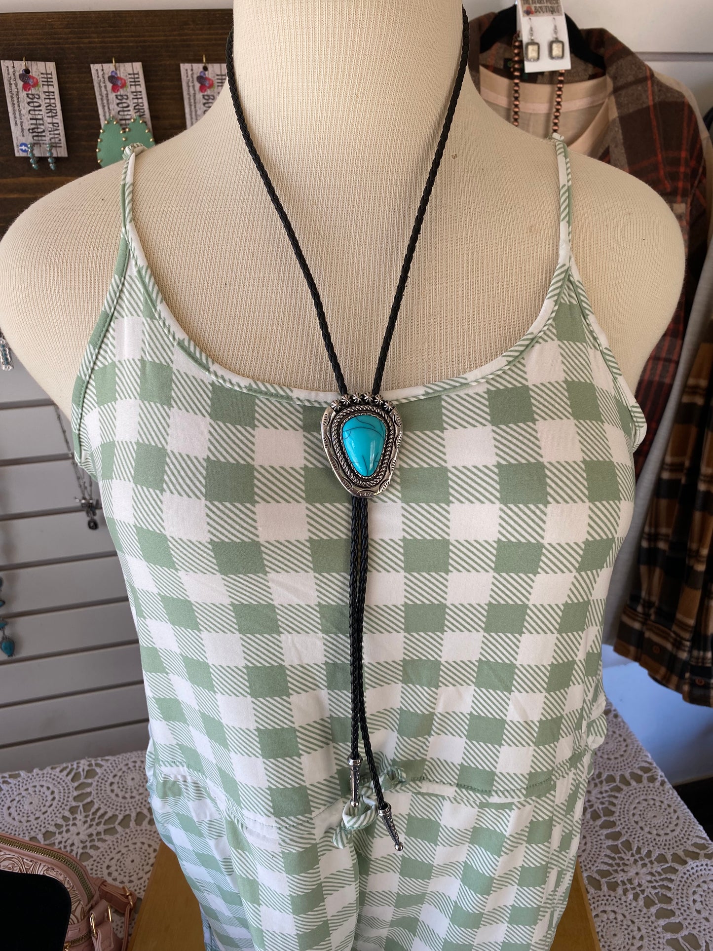 Turquoise Stone Bolo Necklace