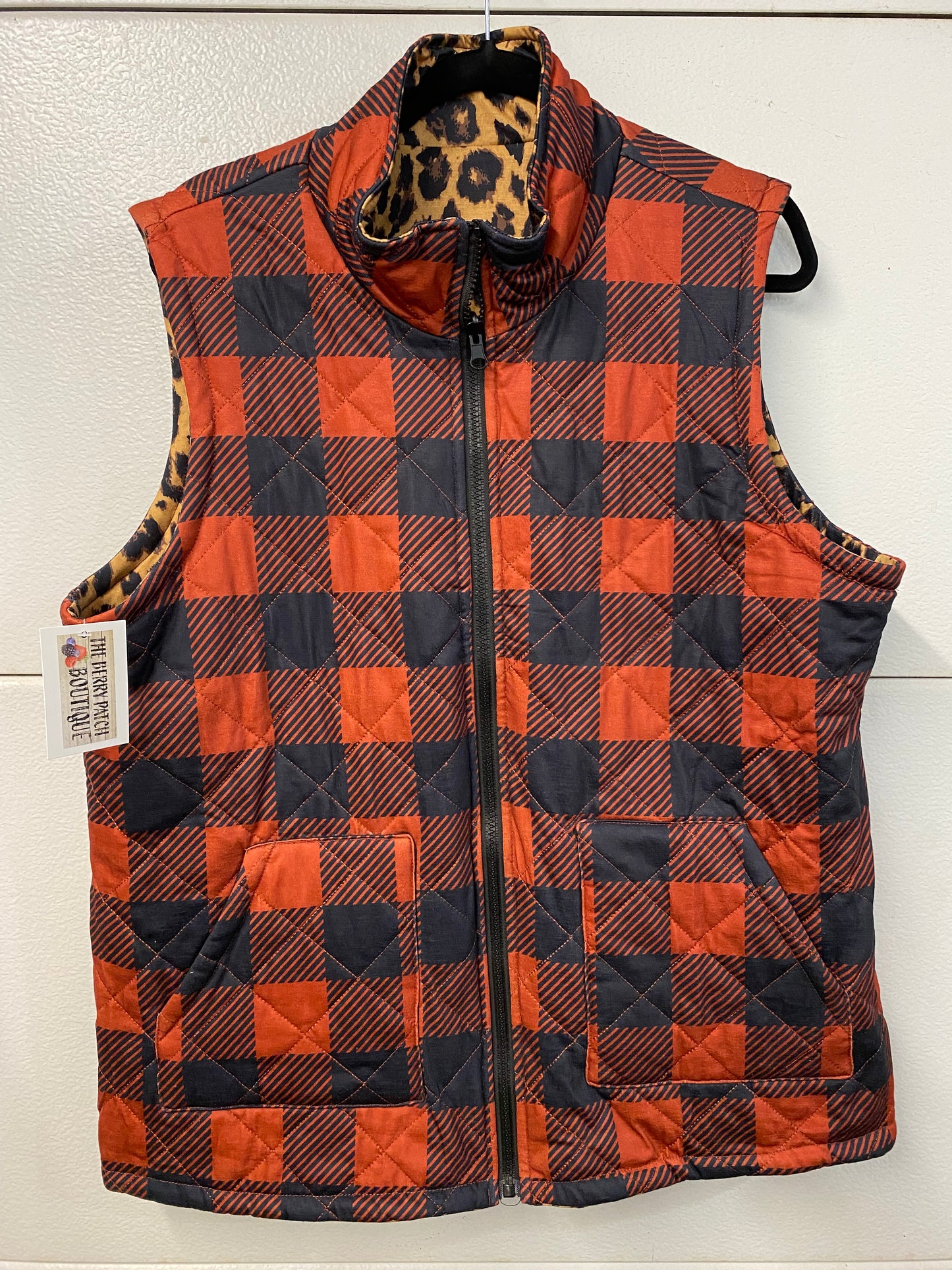 Leopard/ Plaid Reversible Vest