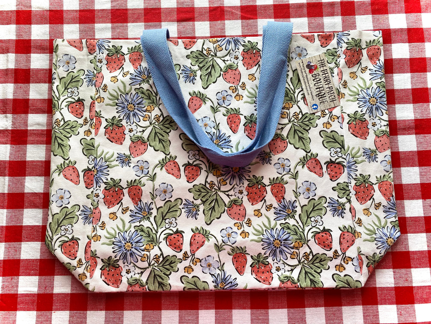 Blue Strawberry Tote