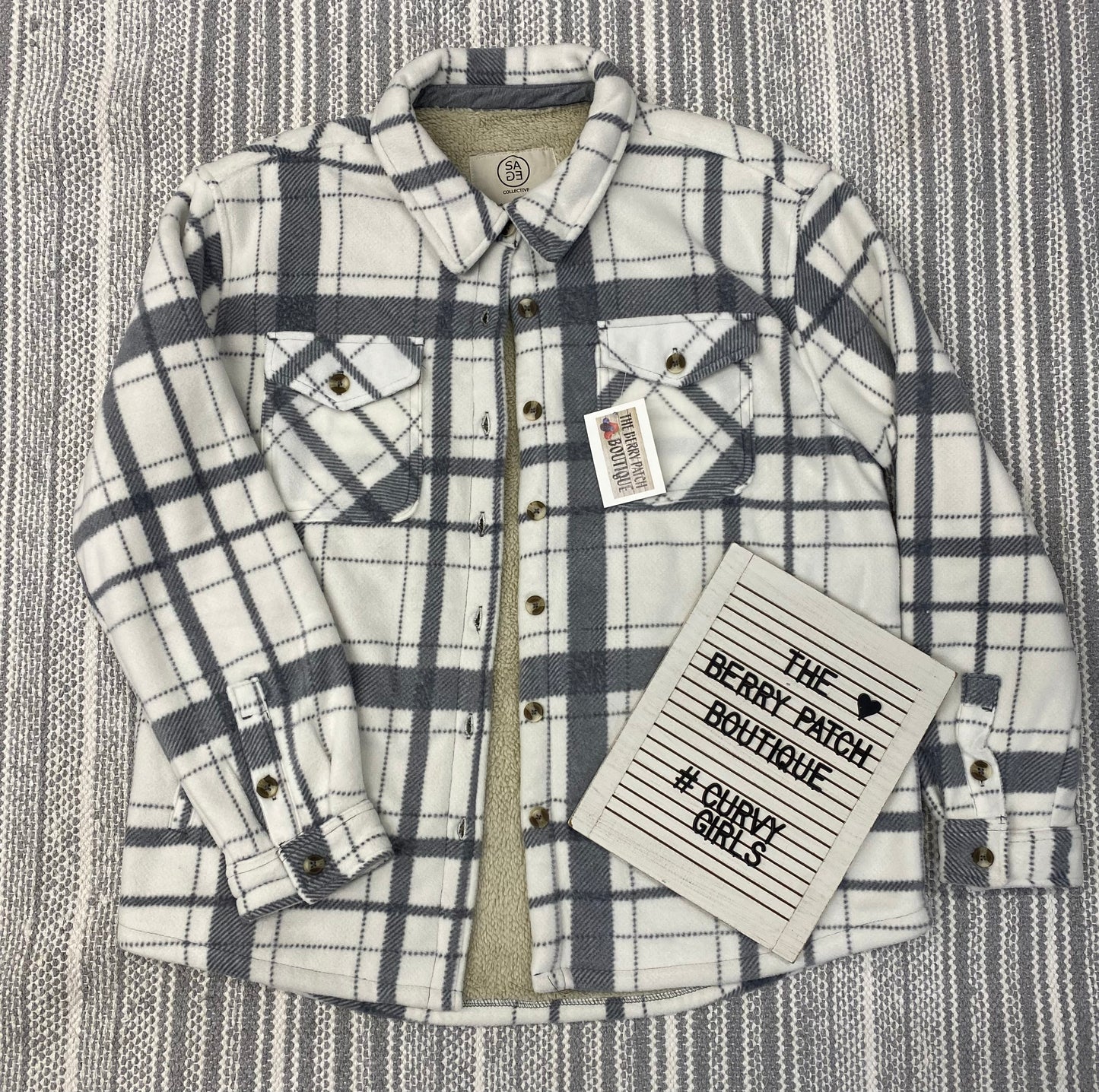 Grey & White Fleece Shacket