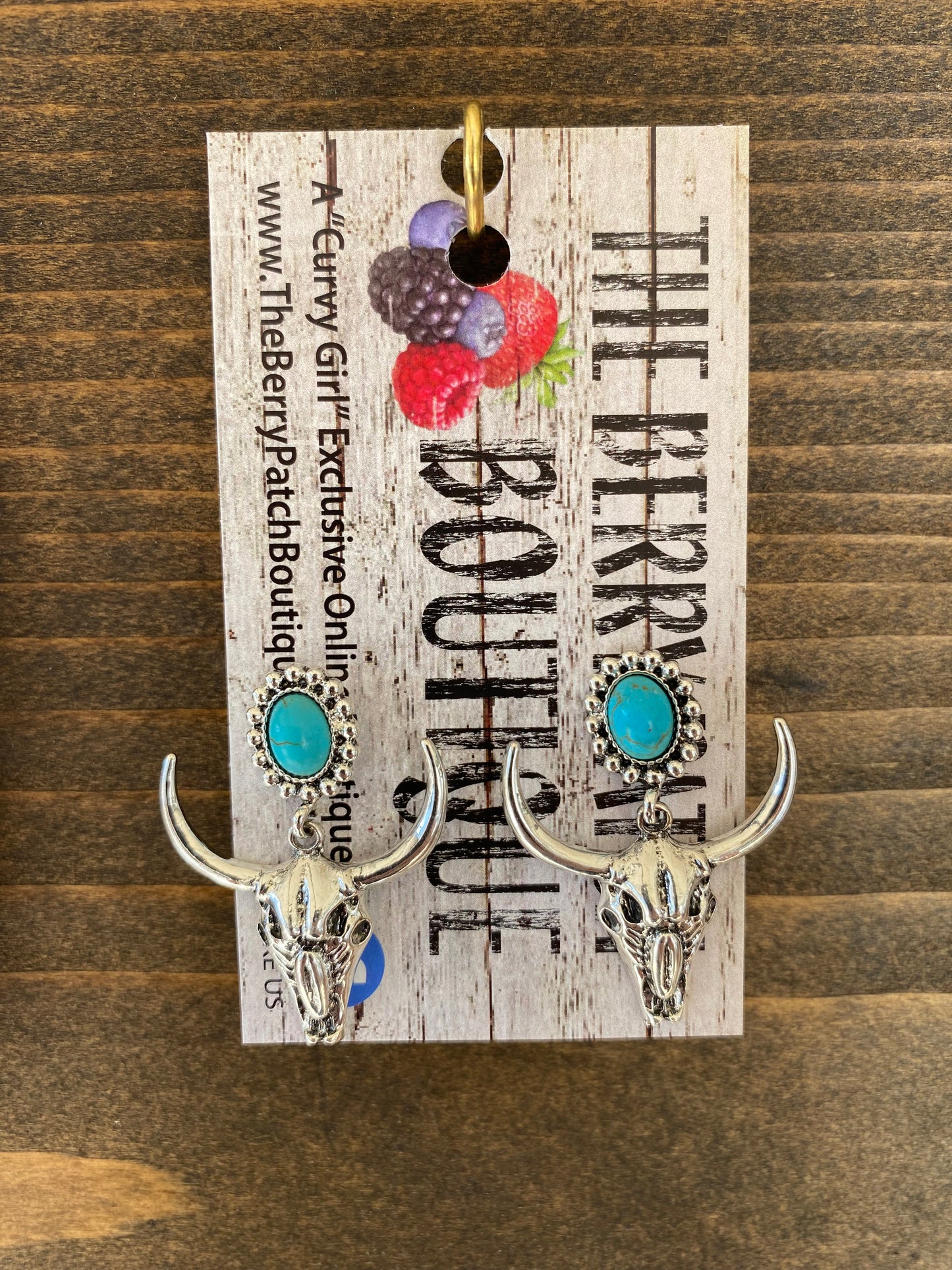 Bull Skull w/turquoise Earrings