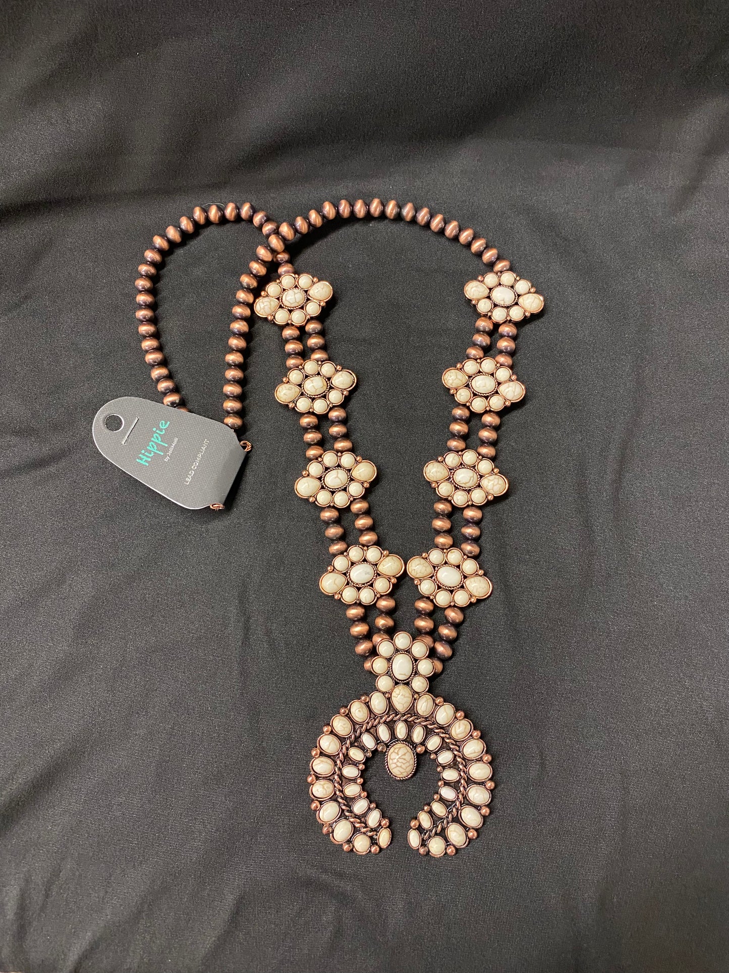 White & Copper Pearl Necklace