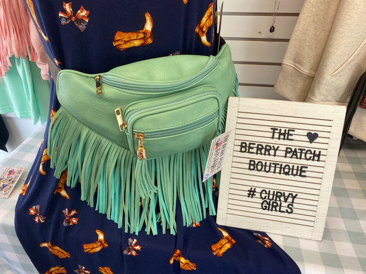 Teal Green Fringe Fanny Pack
