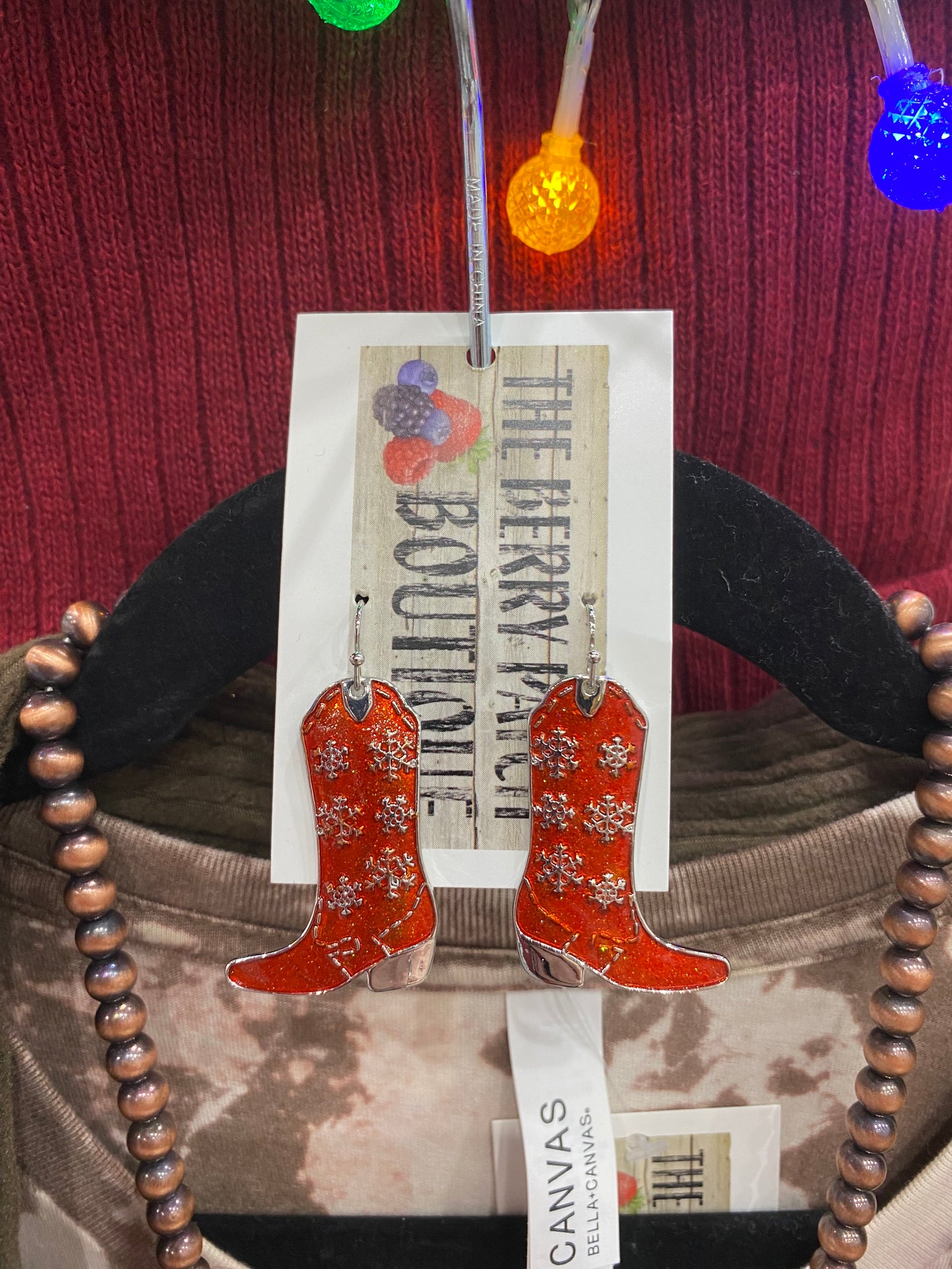 Christmas Cowboy Boot Earrings