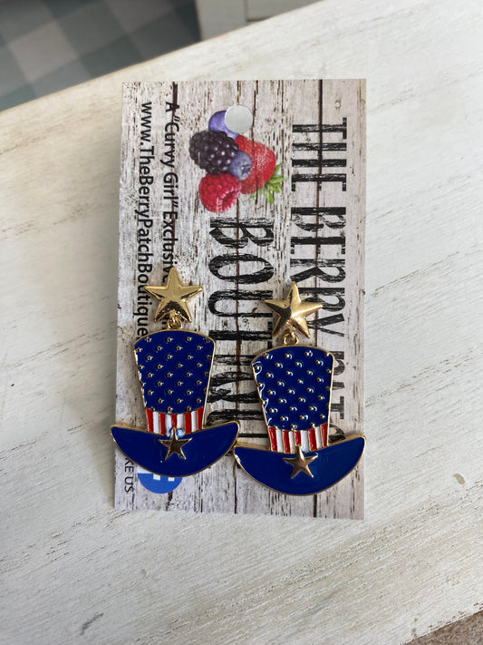 Patriotic Top Hat Earrings