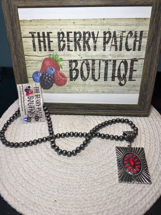 Red Pendant Necklace Set