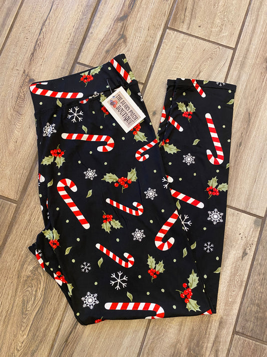 Holly/Candy Cane Soft Leggings
